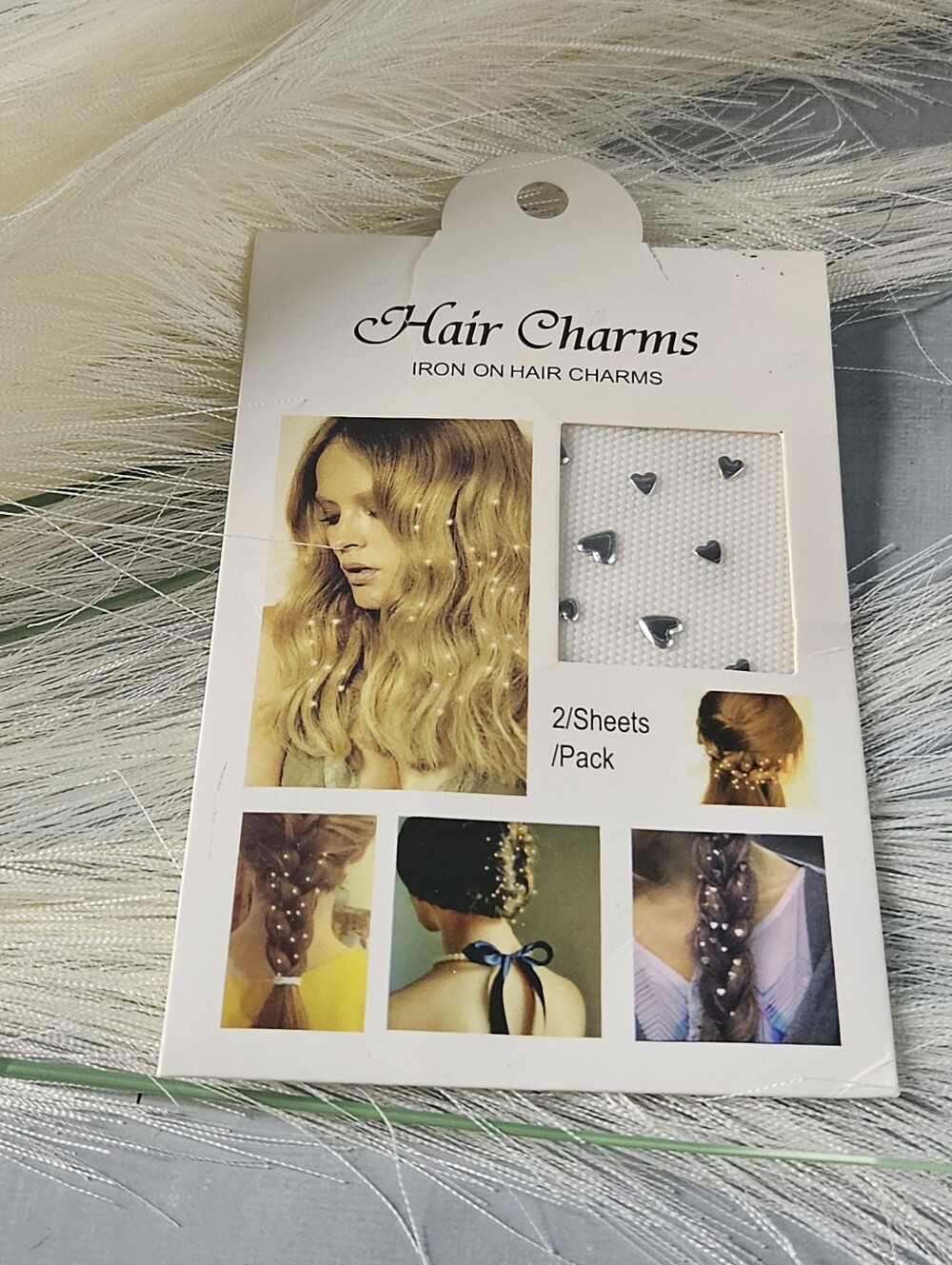 Silver Heart ❤️ Hair Charms nwt specifically Iron-On which are temporary, heat-a